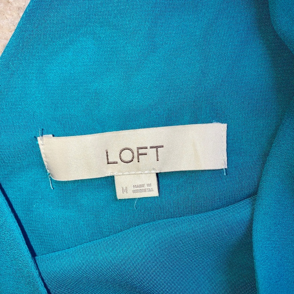 Loft Turquoise Drop Waist Ruffle Top - Picture 5 of 6